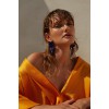 Γυναικεία Σκουλαρίκια Katerina Makriyianni Blue Bud Chandeliers Μπλε Μπρούτζος Χρυσός/Μετάξι K16.E10.B.S