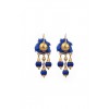 Γυναικεία Σκουλαρίκια Katerina Makriyianni Blue Bud Chandeliers Μπλε Μπρούτζος Χρυσός/Μετάξι K16.E10.B.S