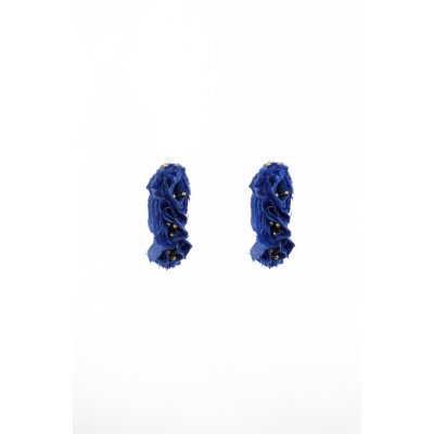 Woman's Earrings Katerina Makriyianni Bougainvillea Hoops Small Blue Bronze Gold/Silk K16.E1.S.B.S