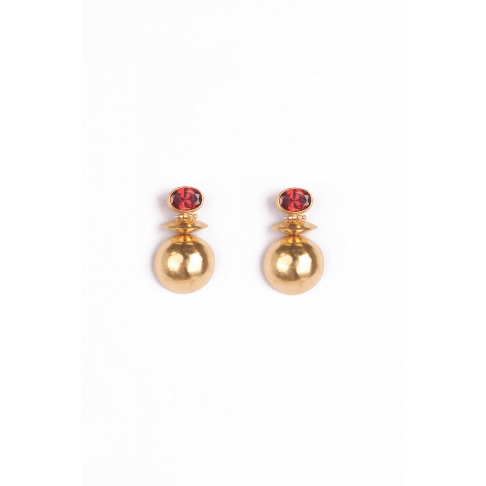Woman's Earrings Katerina Makriyianni Aluna Red Gold Plated Bronze Red Zirconia K20.E8.R