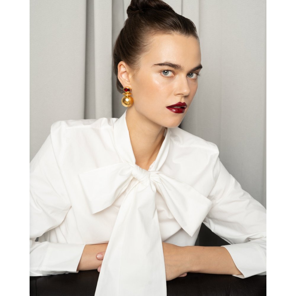 Woman's Earrings Katerina Makriyianni Aluna Red Gold Plated Bronze Red Zirconia K20.E8.R