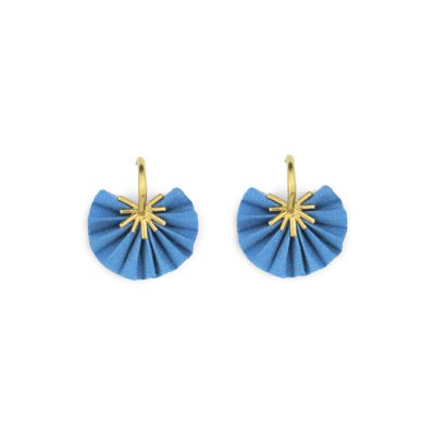 Woman's Earrings Katerina Makriyianni Sparkle Mini Hoops Sky Blue 24K Gold Plated Bronze Blue Silk K17.E1.SK
