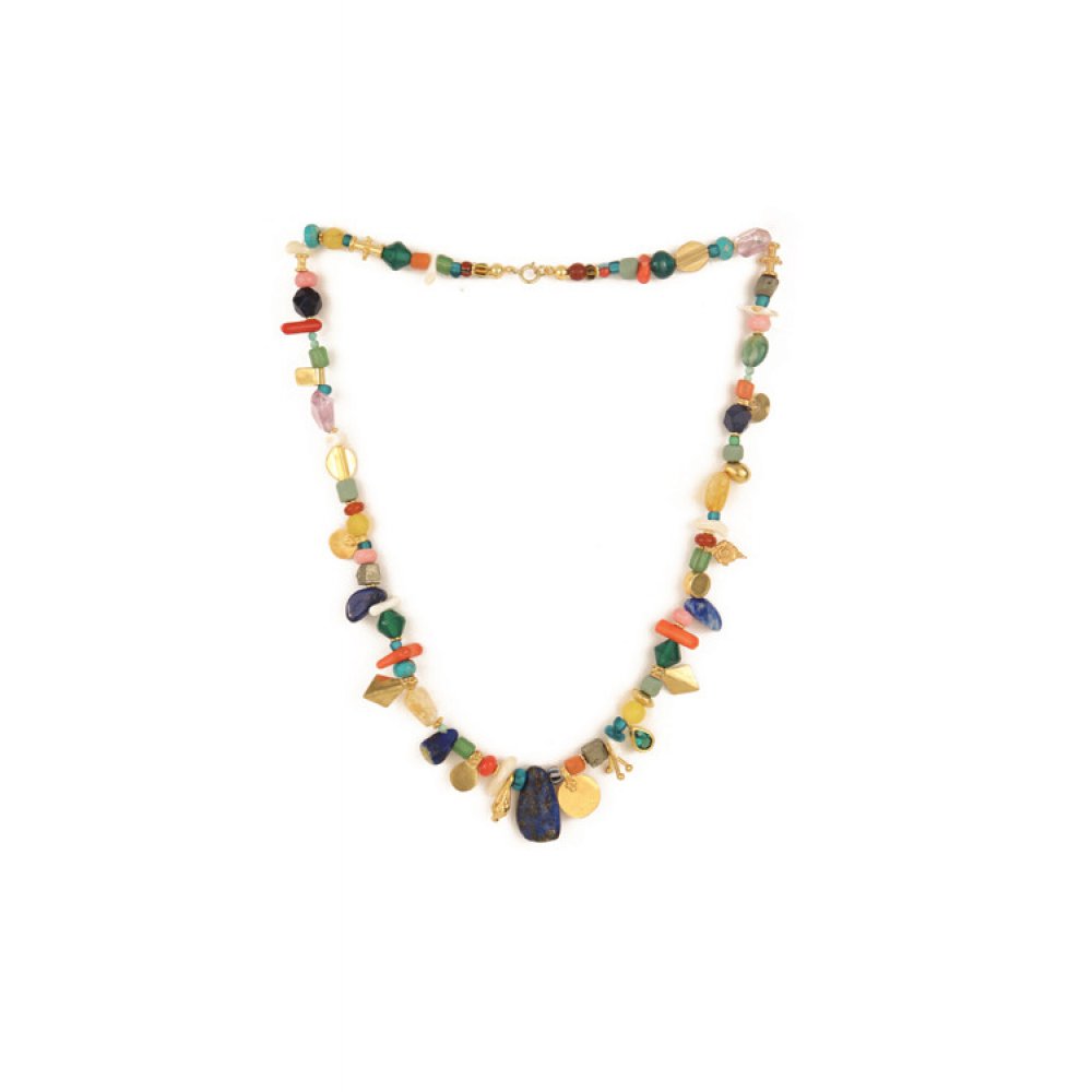 Γυναικείο Κολιέ Katerina Makriyianni Mosi Multicolor 24K Επιχρυσωμένος Ορειχαλκος Πολύχρωμες Πέτρες K21.N9.MLT