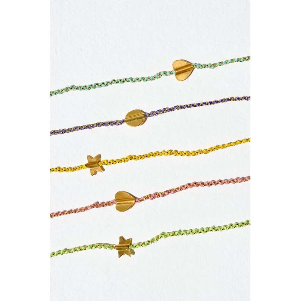Woman's Necklace Katerina Makriyianni Knitties Star 24K Gold Plated Bronze And Silver Yellow Cord K22.N3.S.Y