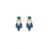 Woman's Earrings Katerina Makriyianni Sanaa Chandaliers Gold Plated Bronze Jade Silk K21.E6.GR/B