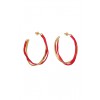 Γυναικεία Σκουλαρίκια Katerina Makriyianni Kyma Hoops Red 24K Επιχρυσωμένος Μπρούτζος και Ασήμι Κόκκινο Μετάξι K23.E3.B.R
