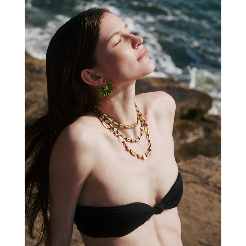 Γυναικεία Σκουλαρίκια Katerina Makriyianni Sparkle Hoops 24K Επιχρυσωμένος Μπρούτζος Lime Πράσινο Μετάξι K17.E1.LM