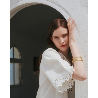 Γυναικεία Βραχιόλι Katerina Makriyianni Golden Flow Επιχρυσωμένος Μπρούντζος Ζιργκόν K23.Β1.WZ