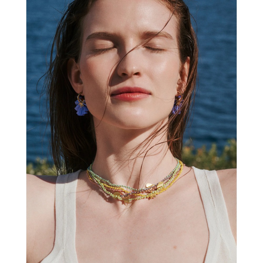 Woman's Necklace Katerina Makriyianni Knitties Star 24K Gold Plated Bronze And Silver Yellow Cord K22.N3.S.Y