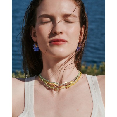 Γυναικεία Σκουλαρίκια Katerina Makriyianni Sparkle Hoops 24K Επιχρυσωμένος Μπρούτζος Μωβ Μετάξι K17.E1.LV