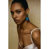 Woman's Earrings Katerina Makriyianni Sanaa Chandaliers Gold Plated Bronze Jade Silk K21.E6.GR/B