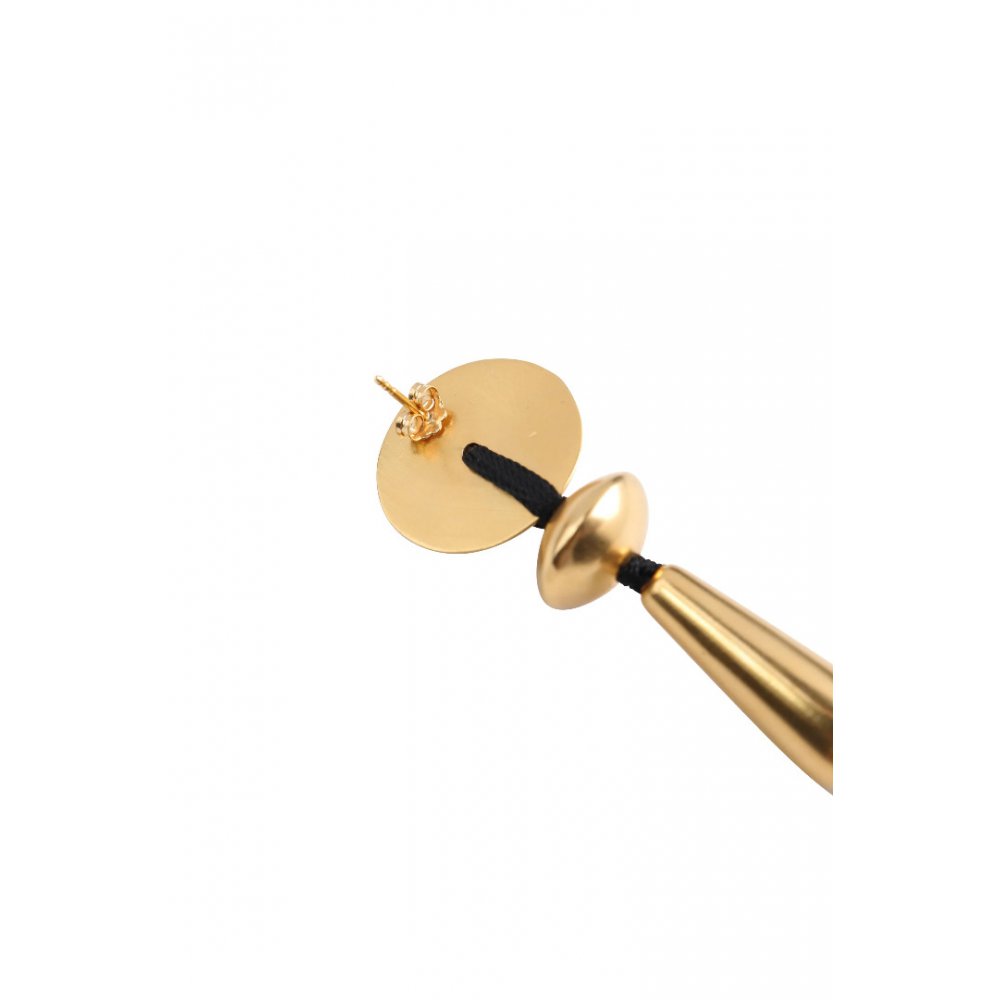Woman's Earrings Katerina Makriyianni Gold Drop Black Gold Plated Bronze Black Silk  K22.E4.BL