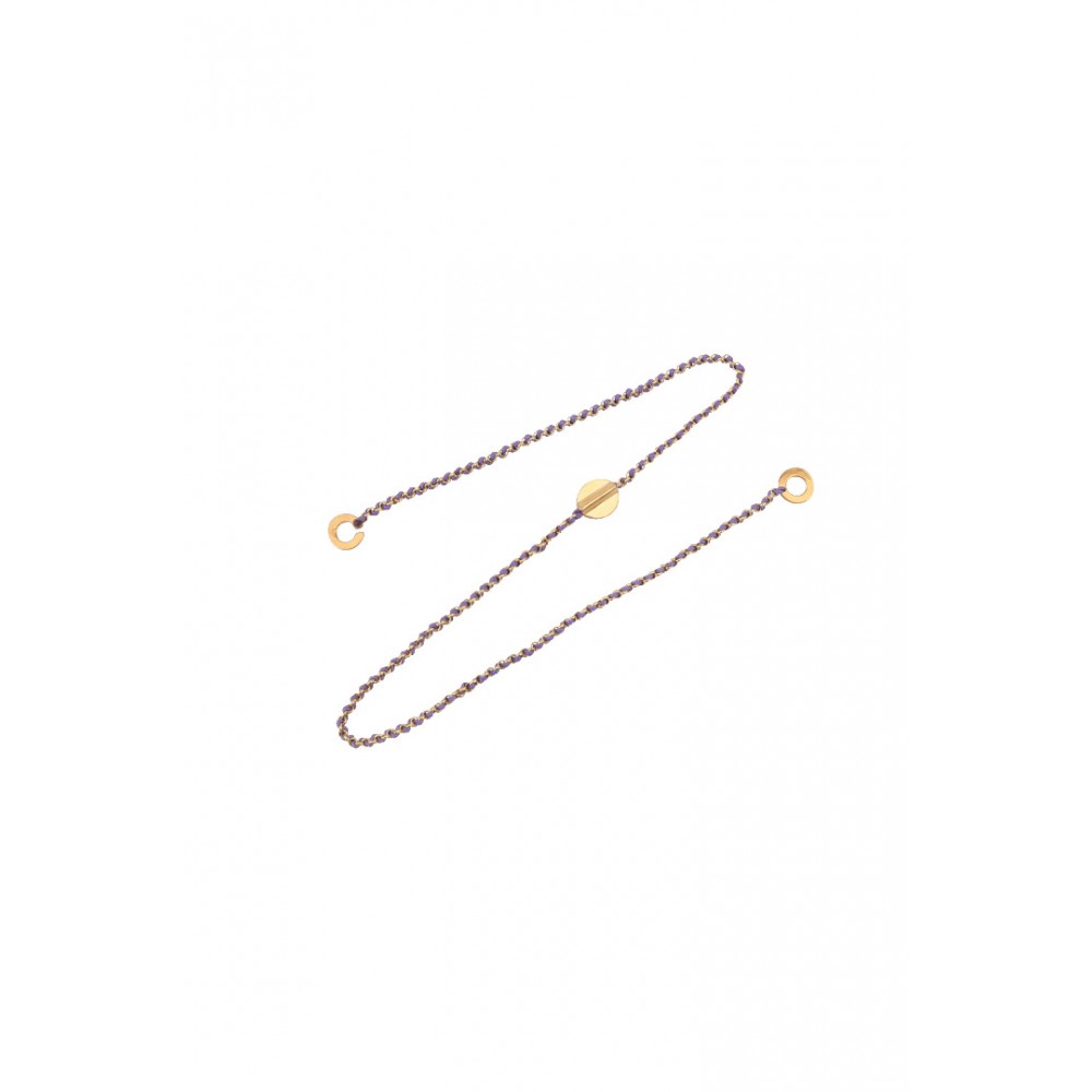 Γυναικείο Κολιέ Katerina Makriyianni Knitties Coin 24K Επιχρυσωμένος Μπρούτζος και Ασήμι Μωβ Κορδόνι K22.N3.C.P