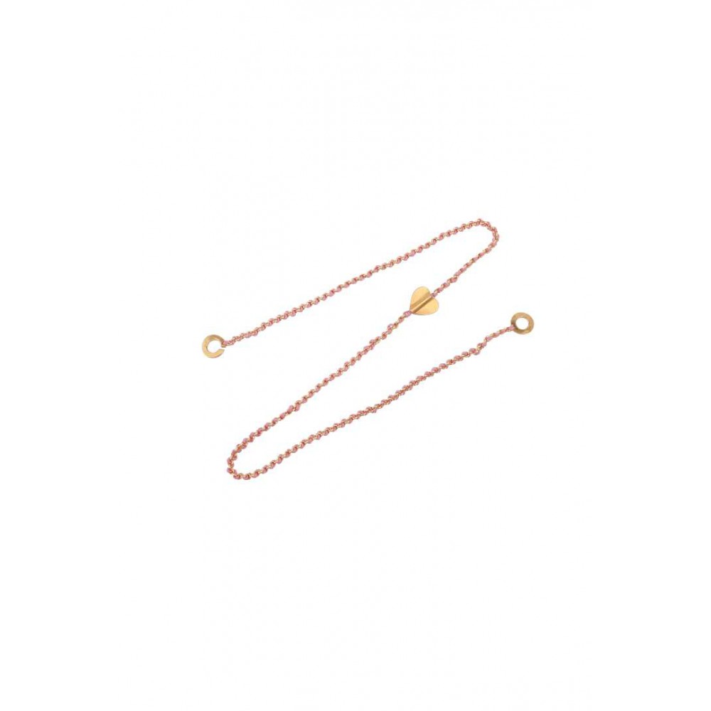 Γυναικείο Κολιέ Katerina Makriyianni Knitties Heart 24K Επιχρυσωμένος Μπρούτζος και Ασήμι Ροζ Κορδόνι K22.N3.H.PN