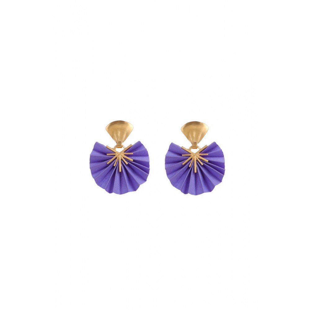 Γυναικεία Σκουλαρίκια Katerina Makriyianni Sparkle Mini Fans 24K Επιχρυσωμένος Μπρούτζος Μωβ Μετάξι K10.E1.XS.LV