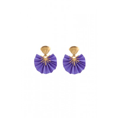 Γυναικεία Σκουλαρίκια Katerina Makriyianni Sparkle Mini Fans 24K Επιχρυσωμένος Μπρούτζος Μωβ Μετάξι K10.E1.XS.LV