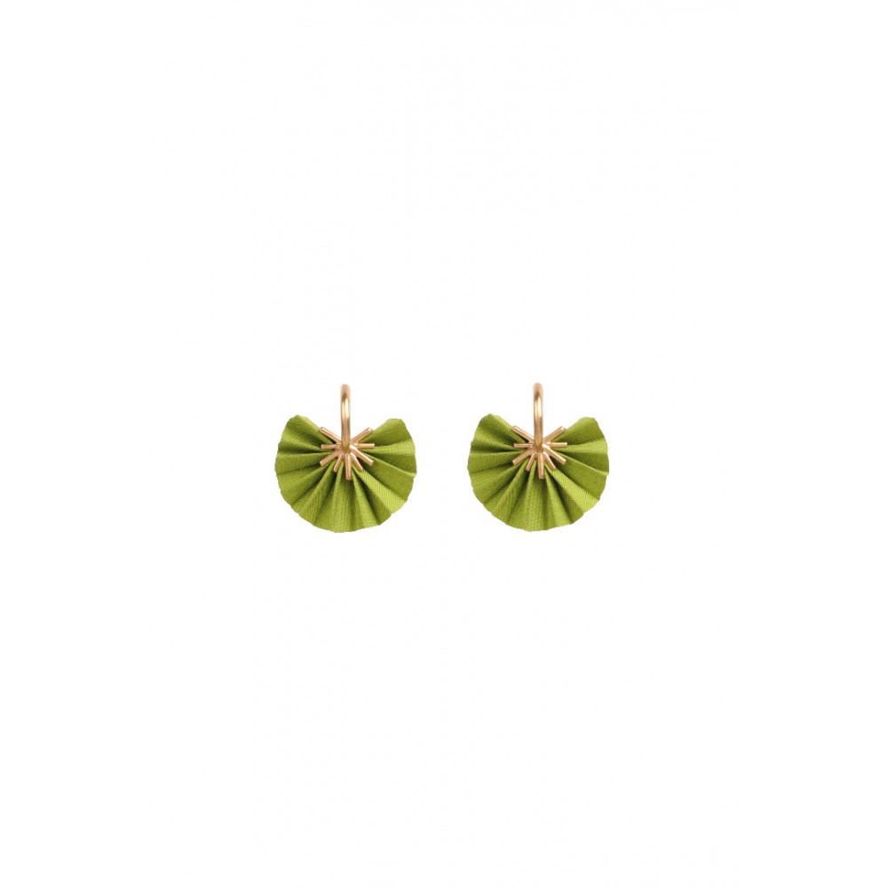Γυναικεία Σκουλαρίκια Katerina Makriyianni Sparkle Hoops 24K Επιχρυσωμένος Μπρούτζος Lime Πράσινο Μετάξι K17.E1.LM