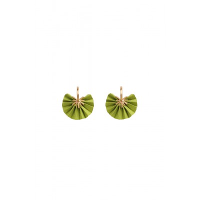 Γυναικεία Σκουλαρίκια Katerina Makriyianni Sparkle Hoops 24K Επιχρυσωμένος Μπρούτζος Lime Πράσινο Μετάξι K17.E1.LM