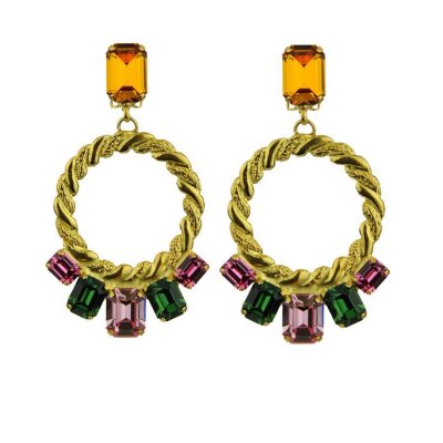 Woman's Earrings KATERINA PSOMA Gina Multicolor Crystal Clip Hoops