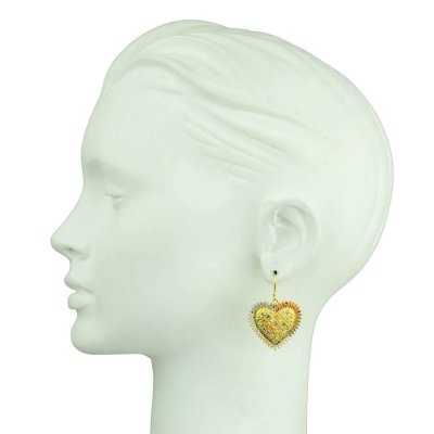 Women's Earrings KATERINA PSOMA Amore Dangle Earrings with Metal Hearts Gold Plated Brass