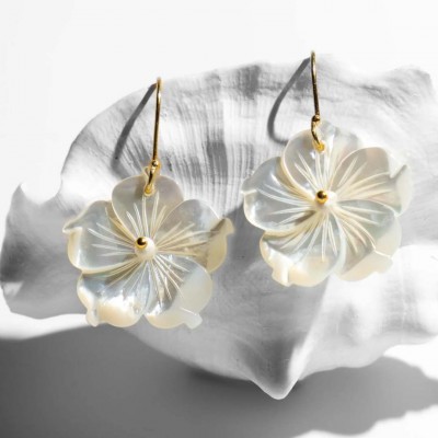 Γυναικεία Σκουλαρίκια KATERINA PSOMA Antheia Mini White Flower Επιχρυσωμένος Ορείχαλκος Λευκό Φίλντισι SS23E07WHM