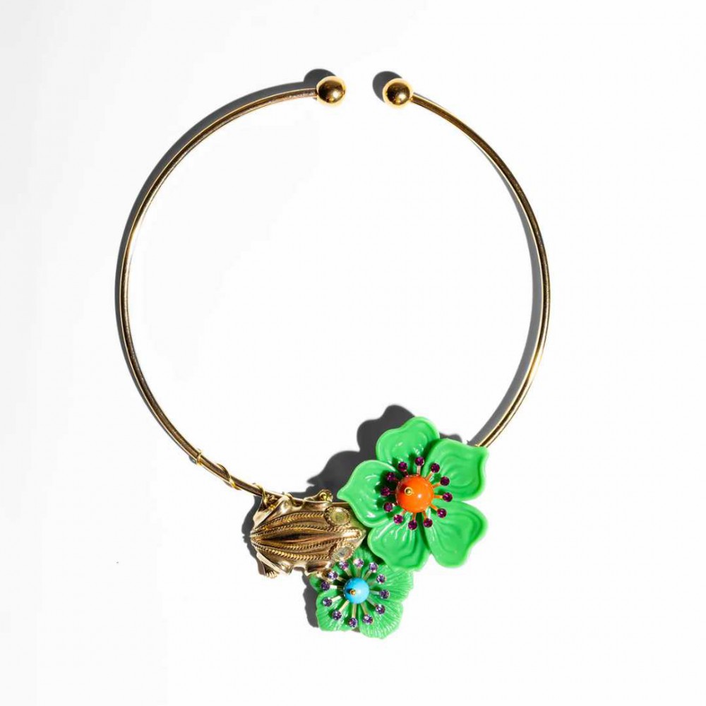 Γυναικείο Κολιέ KATERINA PSOMA Daphne Cassia Green Flower Short Επιχρυσωμένος Ορείχαλκος Ρητίνη SS25AN02GR