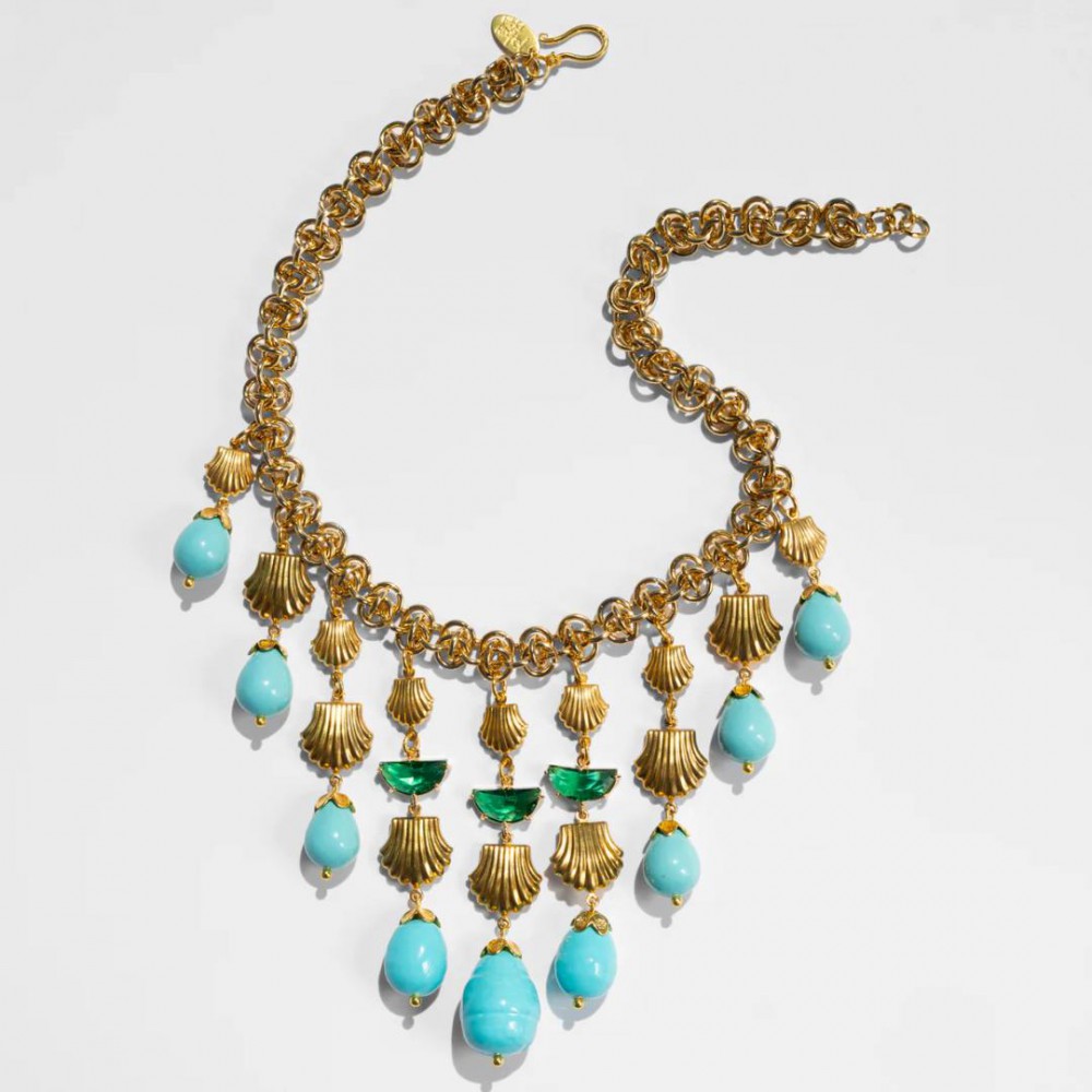 Γυναικείο Κολιέ KATERINA PSOMA Ampitrite Short Turquoise Charm Επιχρυσωμένος Ορείχαλκος Σμάλτο Τιρκουάζ Χάντρες SSN2612TQ