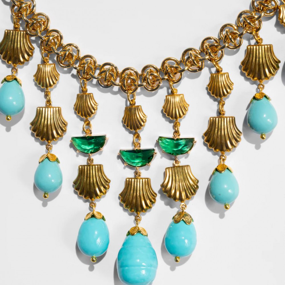 Γυναικείο Κολιέ KATERINA PSOMA Ampitrite Short Turquoise Charm Επιχρυσωμένος Ορείχαλκος Σμάλτο Τιρκουάζ Χάντρες SSN2612TQ