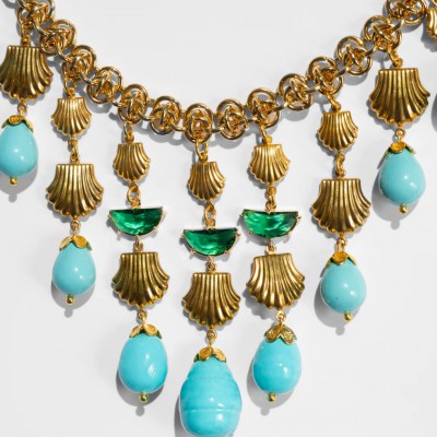 Γυναικείο Κολιέ KATERINA PSOMA Ampitrite Short Turquoise Charm Επιχρυσωμένος Ορείχαλκος Σμάλτο Τιρκουάζ Χάντρες SSN2612TQ