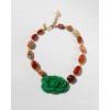 Woman's Necklace KATERINA PSOMA Ianthi Carnelian Short Gold Plated Brass Crystals Beads SSN2613CRN