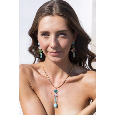 Γυναικεία Σκουλαρίκια KATERINA PSOMA Jane Turquoise Επιχρυσωμένος Ορείχαλκος Τιρκουάζ Ροζ Κρύσταλλοι SSE2508GR Γυναικεία Σκουλαρίκια KATERINA PSOMA Jane Turquoise Επιχρυσωμένος Ορείχαλκος Τιρκουάζ Ροζ Κρύσταλλοι SSE2508GR