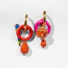 Women's Earrings KATERINA PSOMA Tutti Frutti Red Hoop Gold Plated Brass Wood Coral SSE2608RD