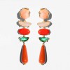 Γυναικεία Σκουλαρίκια KATERINA PSOMA Brigitte Coral Drop Επιχρυσωμένος Ορείχαλκος Κοραλί Πολύπλευροι Κρύσταλλοι SS2612CR