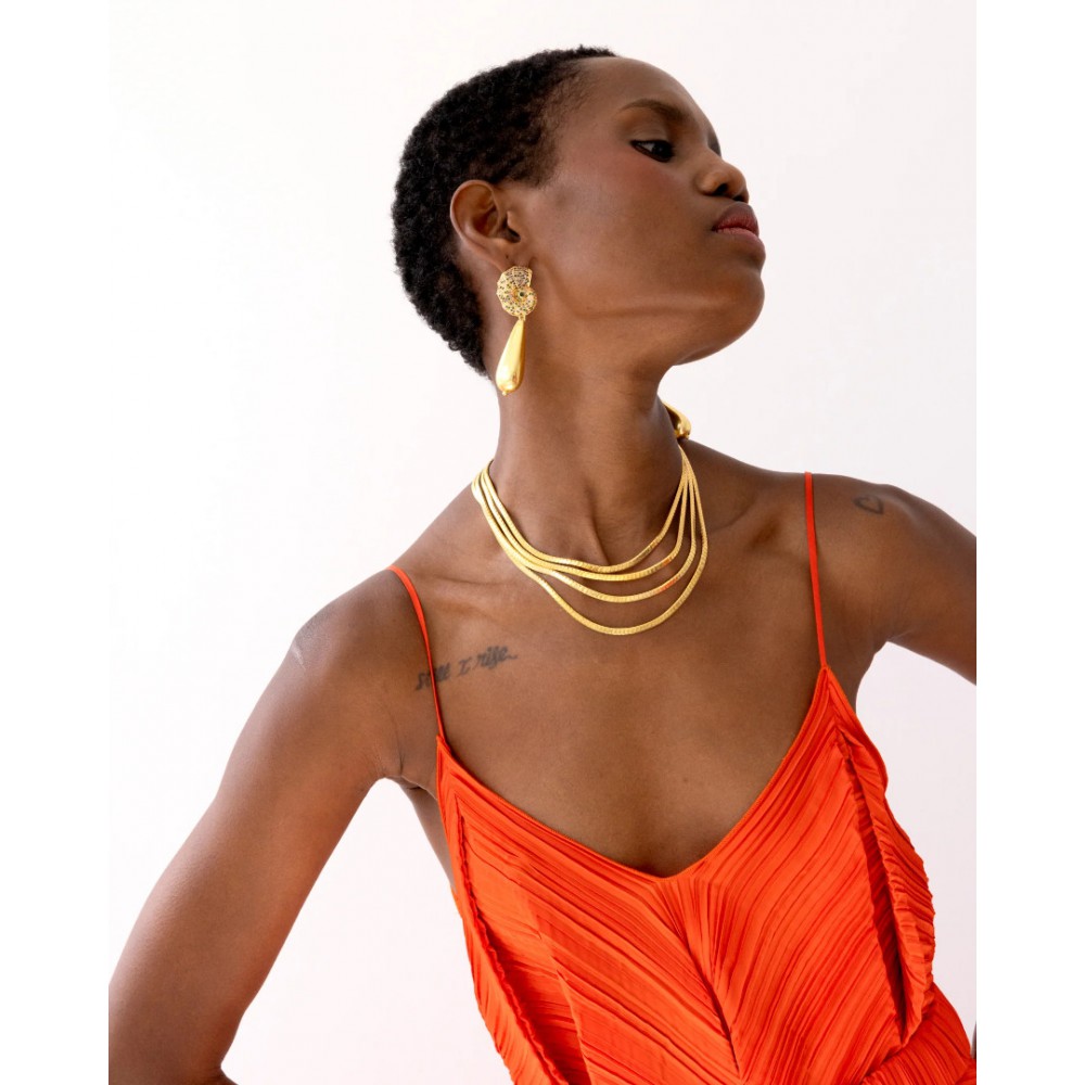 Γυναικεία Σκουλαρίκια KATERINA PSOMA Calypso Shell Dangles Επιχρυσωμένος Ορείχαλκος Κρύσταλοι SSE2601