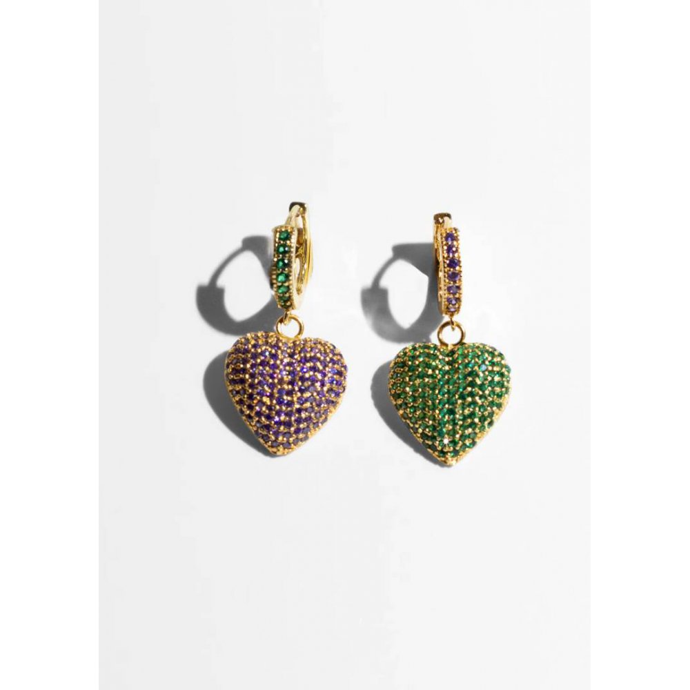 Women's Earrings KATERINA PSOMA Amore Multicolor Hoops Gold Plated Brass Crystals FWE2608