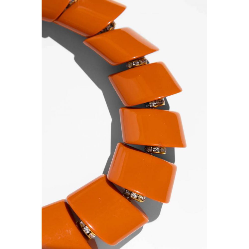 Woman's Necklace KATERINA PSOMA Armadillo Orange Short Gold Plated Brass Orange Acrylic Beads FW26N03OR