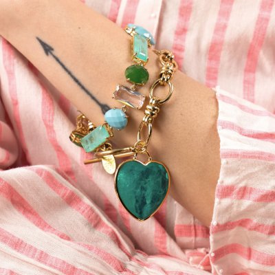 Γυναικείο Βραχιόλι Katerina Psoma Jane Turquoise Επιχρυσωμένος Ορείχαλκος Τιρκουάζ Πράσινοι Κρύσταλοι SSB2503GR Γυναικείο Βραχιόλι Katerina Psoma Jane Turquoise Επιχρυσωμένος Ορείχαλκος Τιρκουάζ Πράσινοι Κρύσταλοι SSB2503GR