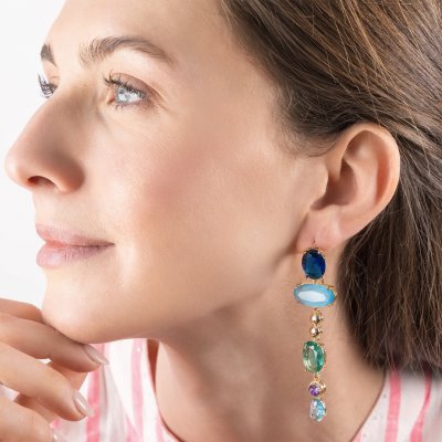 Γυναικεία Σκουλαρίκια KATERINA PSOMA Ruby Blue Dangle Επιχρυσωμένος Ορείχαλκος Μπλε Πράσινοι Κρύσταλλοι SSE2501BL Γυναικεία Σκουλαρίκια KATERINA PSOMA Ruby Blue Dangle Επιχρυσωμένος Ορείχαλκος Μπλε Πράσινοι Κρύσταλλοι SSE2501BL