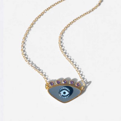 Γυναικείο Κολιέ KATERINA PSOMA Grey Evil Eye Επιχρυσωμένος Ορείχαλκος Γκρι Σμάλτο Κρύσταλλοι EVN02GR Γυναικείο Κολιέ KATERINA PSOMA Grey Evil Eye Επιχρυσωμένος Ορείχαλκος Γκρι Σμάλτο Κρύσταλλοι EVN02GR