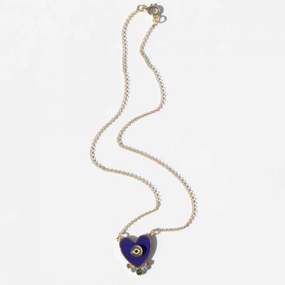 Woman's Necklace KATERINA PSOMA Purple Evil Eye Heart Gold Plated Brass Purple Enamel Crystals EVNHR01PRL Woman's Necklace KATERINA PSOMA Purple Evil Eye Heart Gold Plated Brass Purple Enamel Crystals EVNHR01PRL