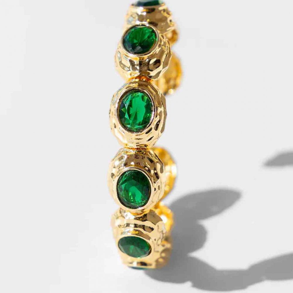 Woman's Bracelet KATERINA PSOMA Semiramis Bangle Gold Plated Brass Green Zirconia FWB2605GR