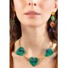 Woman's Necklace KATERINA PSOMA Amore Green Hearts Short Gold Plated Brass Acrylic FWN2607