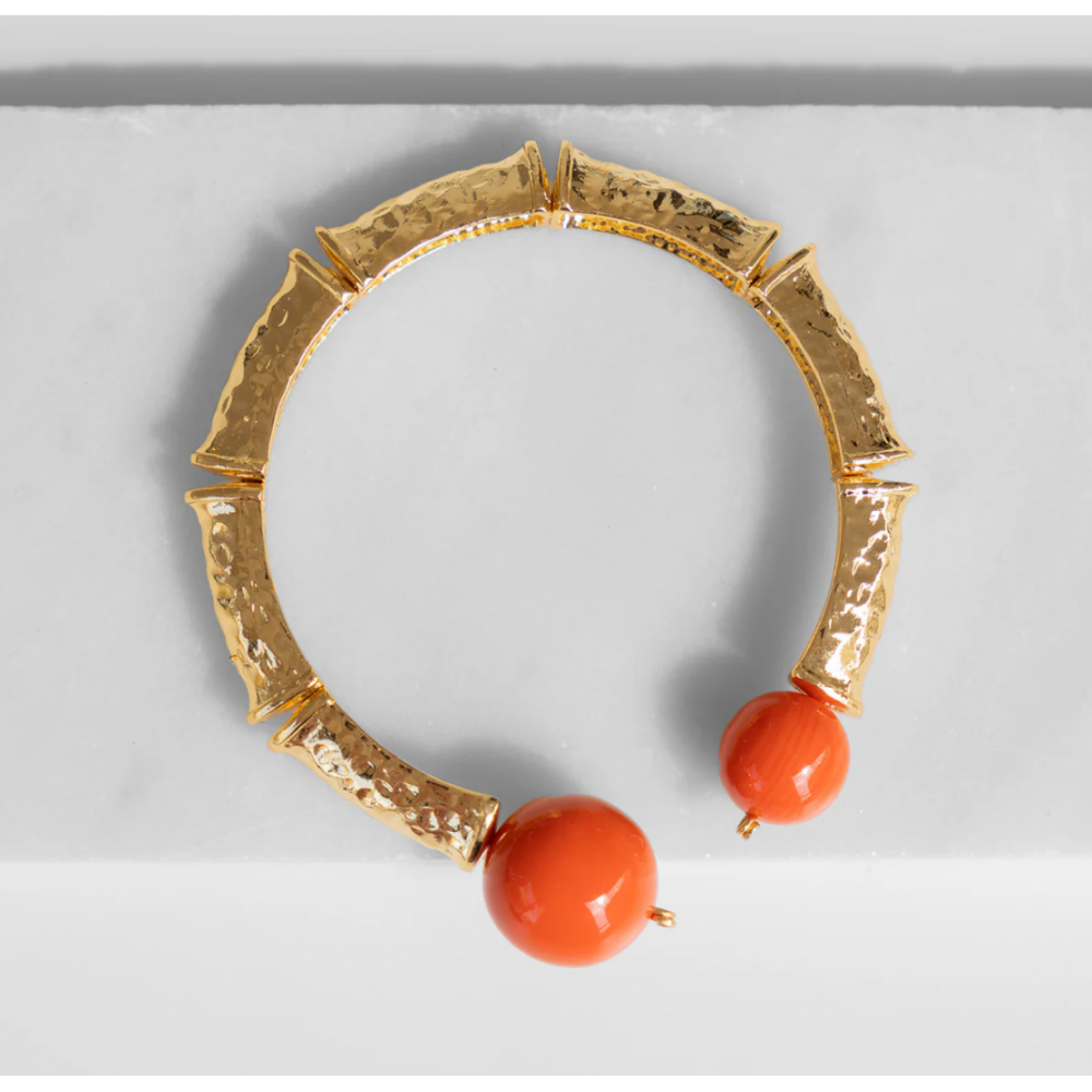Woman's Bracelet KATERINA PSOMA Danai Coral Gold Plated Brass Coral Agate Beads SS24B01CR