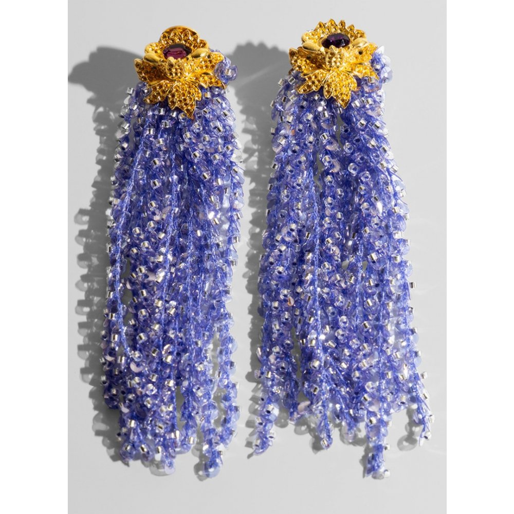 Γυναικεία Σκουλαρίκια KATERINA PSOMA Beaded Clips Επιχρυσωμένος Ορείχαλκος Βιολετί Χάντρες FWE2602VL