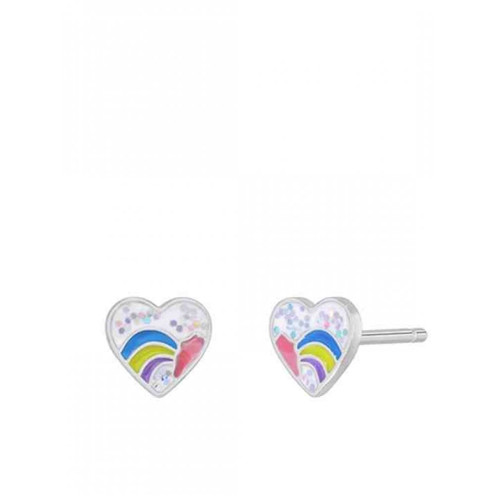 Kid's Earrings Marea Hearts 925 Sterling Silver Multicolor Enamel D03001/BC