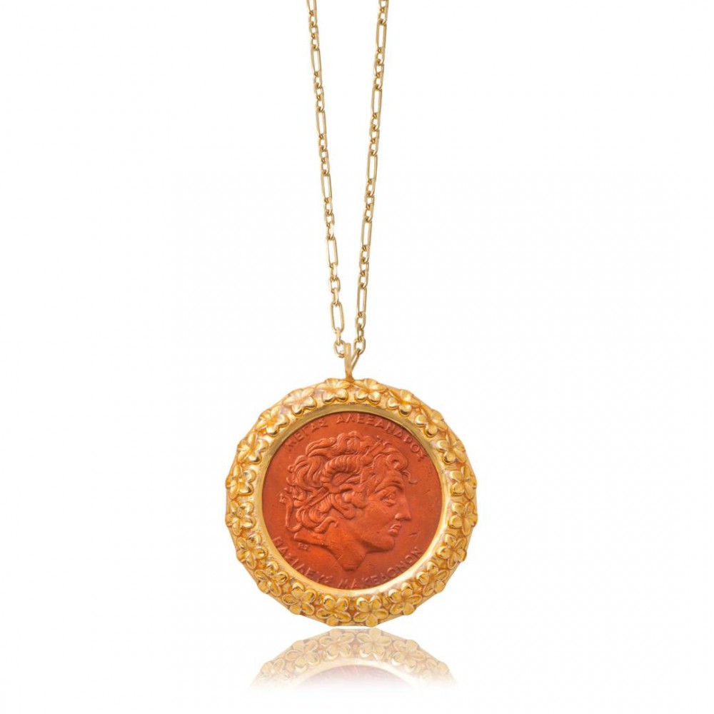 Women's Necklace Maria Kaprili Money Money Enameled Extra Large Wreath Coin 2480