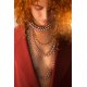 Women's Necklace Maria Kaprili Beady Beat Silver Baroque Pearl Beads Beige Cord 2578