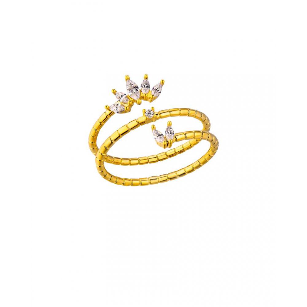 Γυναικείο Δαχτυλίδι Mya-Bay Magnolia Hoops 24K Επιχρυσωμένος Ορείχαλκος Ζιργκόν BA-386