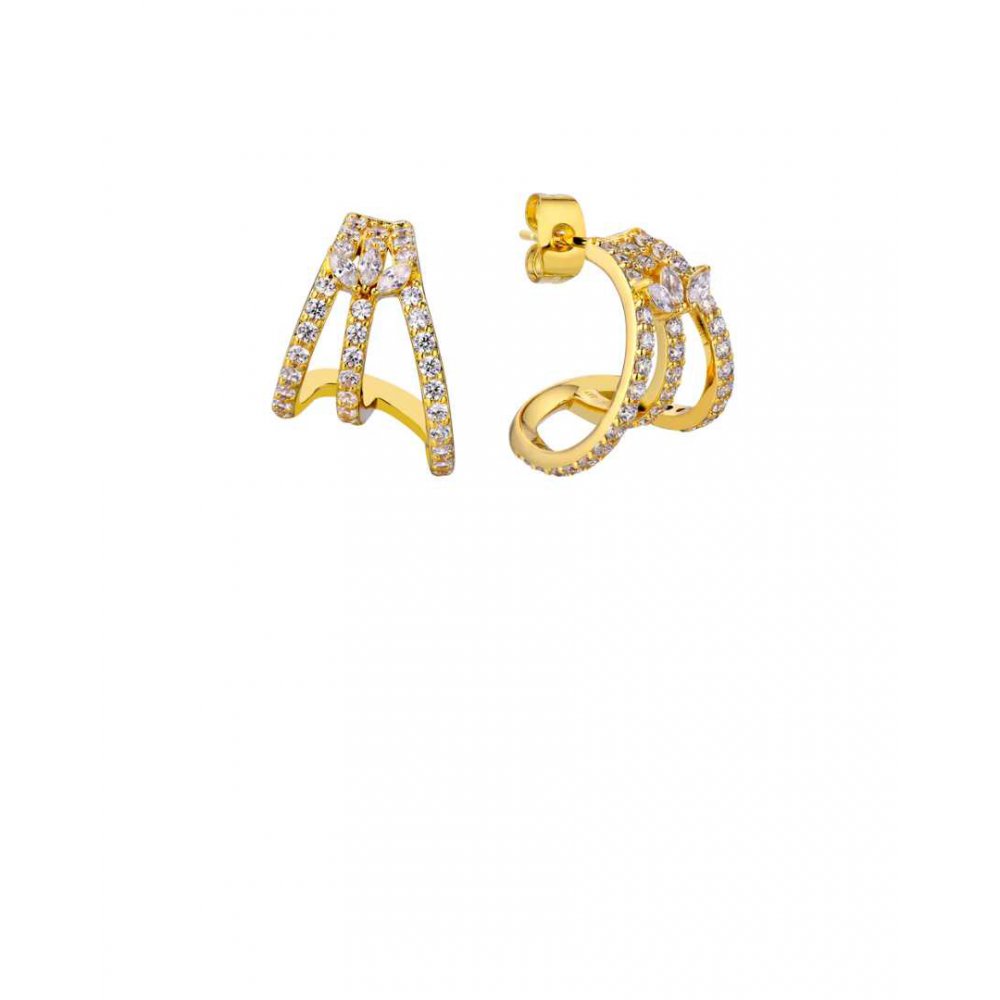 Woman's Earrings Mya-Bay Malia Gold Plated Brass Zirconia BO-345
