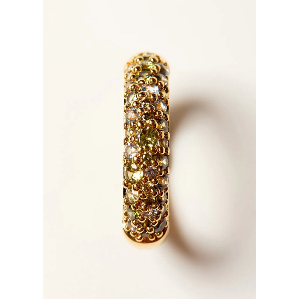 Woman's Earrings Mya-Bay Grey Champagne Gold Plated Brass Zirconia BO-360